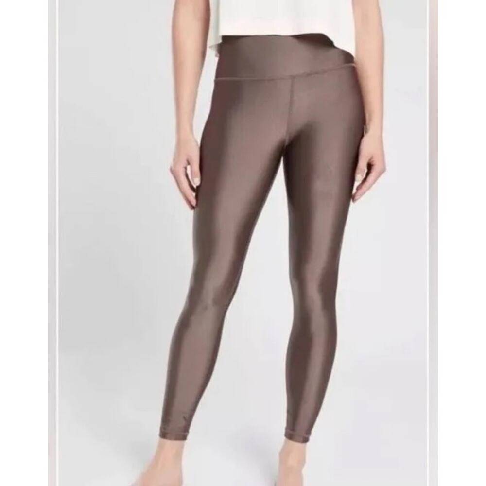 Athleta Elation Shine Tight Legging Coffee House Medium Tan Brown 25" Pocket